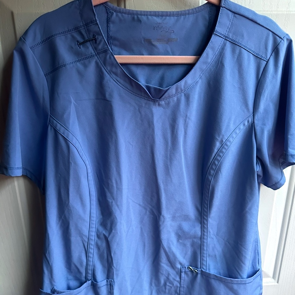 COPY - COPY - Infinity by Cherokee Flex Scrub Top- Cecil Blue